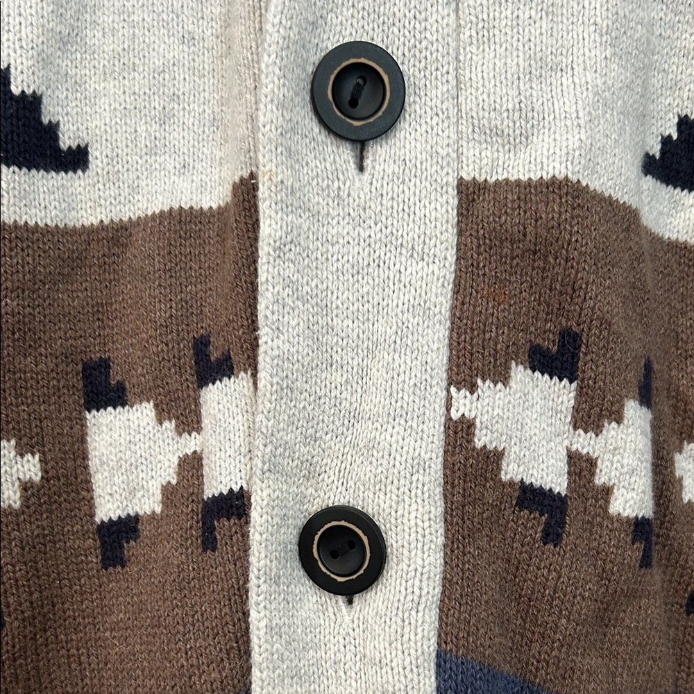 Urban Pipeline Men’s Sweater Cardigan Large Gray & Brown Cowl Aztec Southwestern - Picture 3 of 16